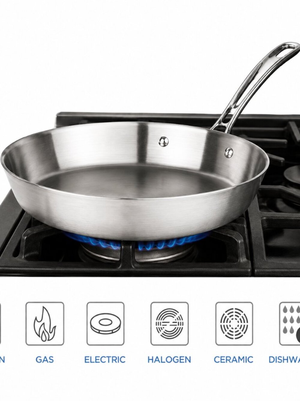 Viking Contemporary 10" Fry Pan 3-Ply Stainless Steel Induction New in Box